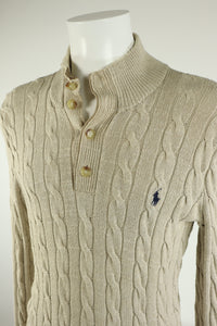 Ralph Lauren kabeltrui met knoopjes - S/M