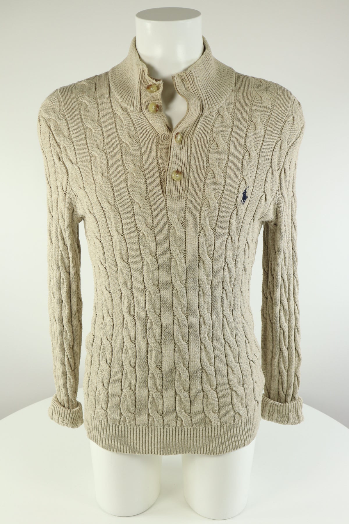 Ralph Lauren kabeltrui met knoopjes - S/M