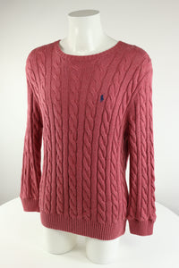 Ralph Lauren kabeltrui met ronde hals - L