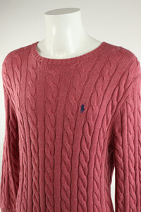 Ralph Lauren kabeltrui met ronde hals - L