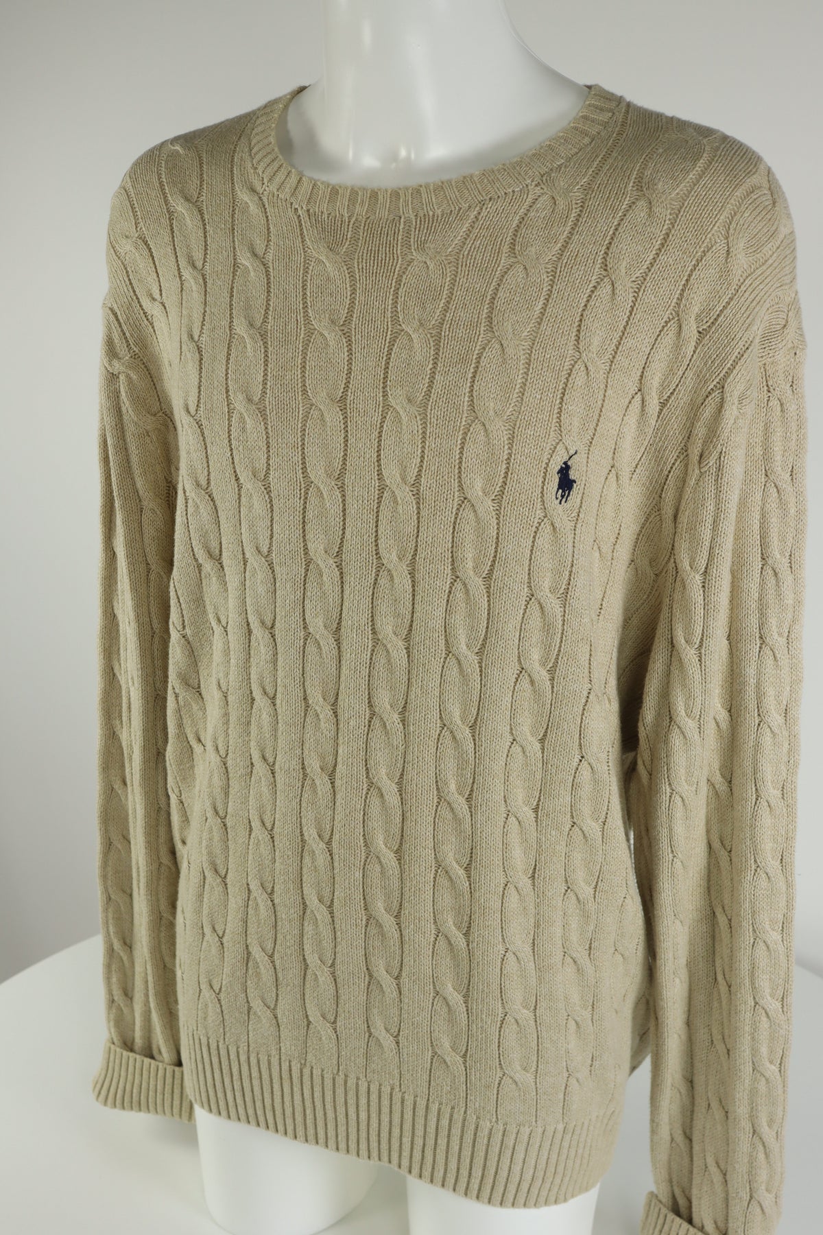 Ralph Lauren kabeltrui met ronde hals - XL