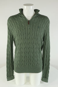 Ralph Lauren kabeltrui met kwart rits - M