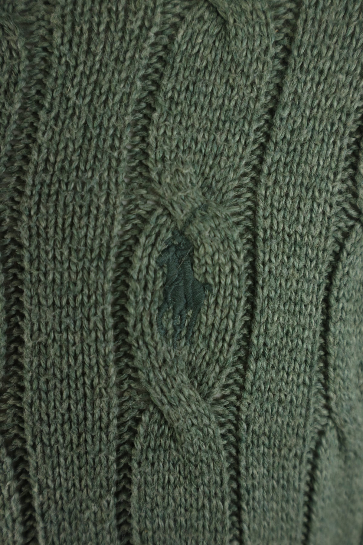 Ralph Lauren kabeltrui met kwart rits - M