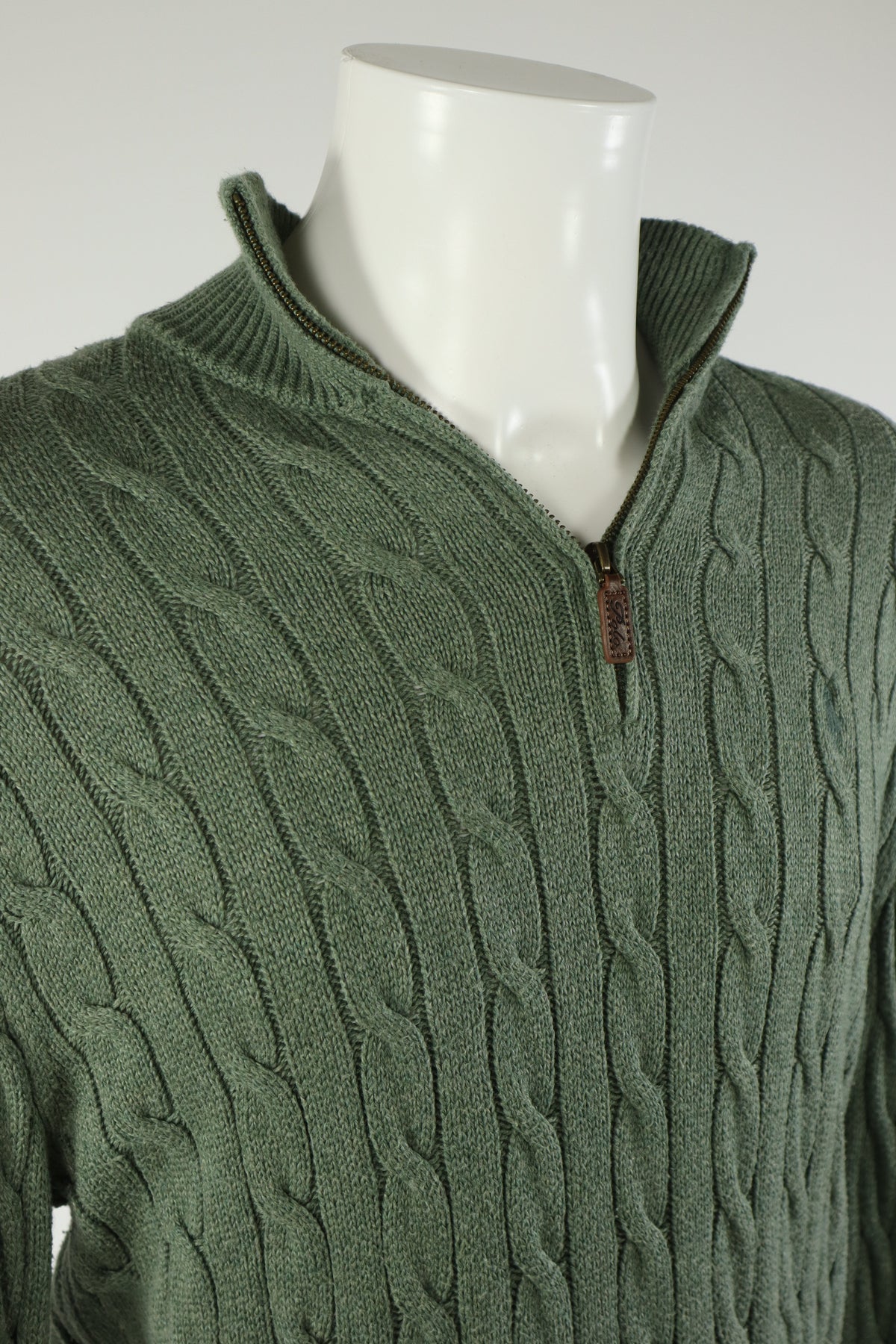 Ralph Lauren kabeltrui met kwart rits - M