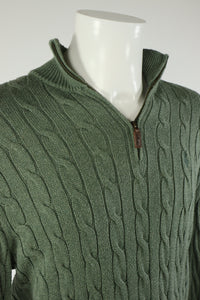 Ralph Lauren kabeltrui met kwart rits - M