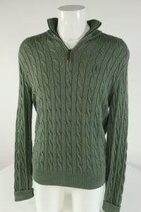 Ralph Lauren kabeltrui met kwart rits - M