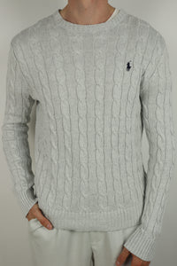 Ralph Lauren kabeltrui met ronde hals - S
