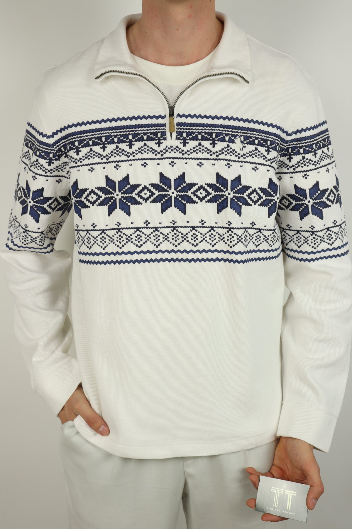 Ralph Lauren trui met kwart rits - M
