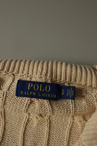 Ralph Lauren kabeltrui met kwart rits - M