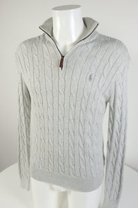 Ralph Lauren kabeltrui met kwart rits - S