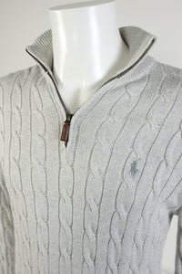 Ralph Lauren kabeltrui met kwart rits - S