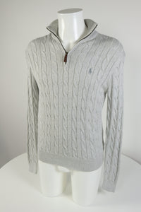 Ralph Lauren kabeltrui met kwart rits - S