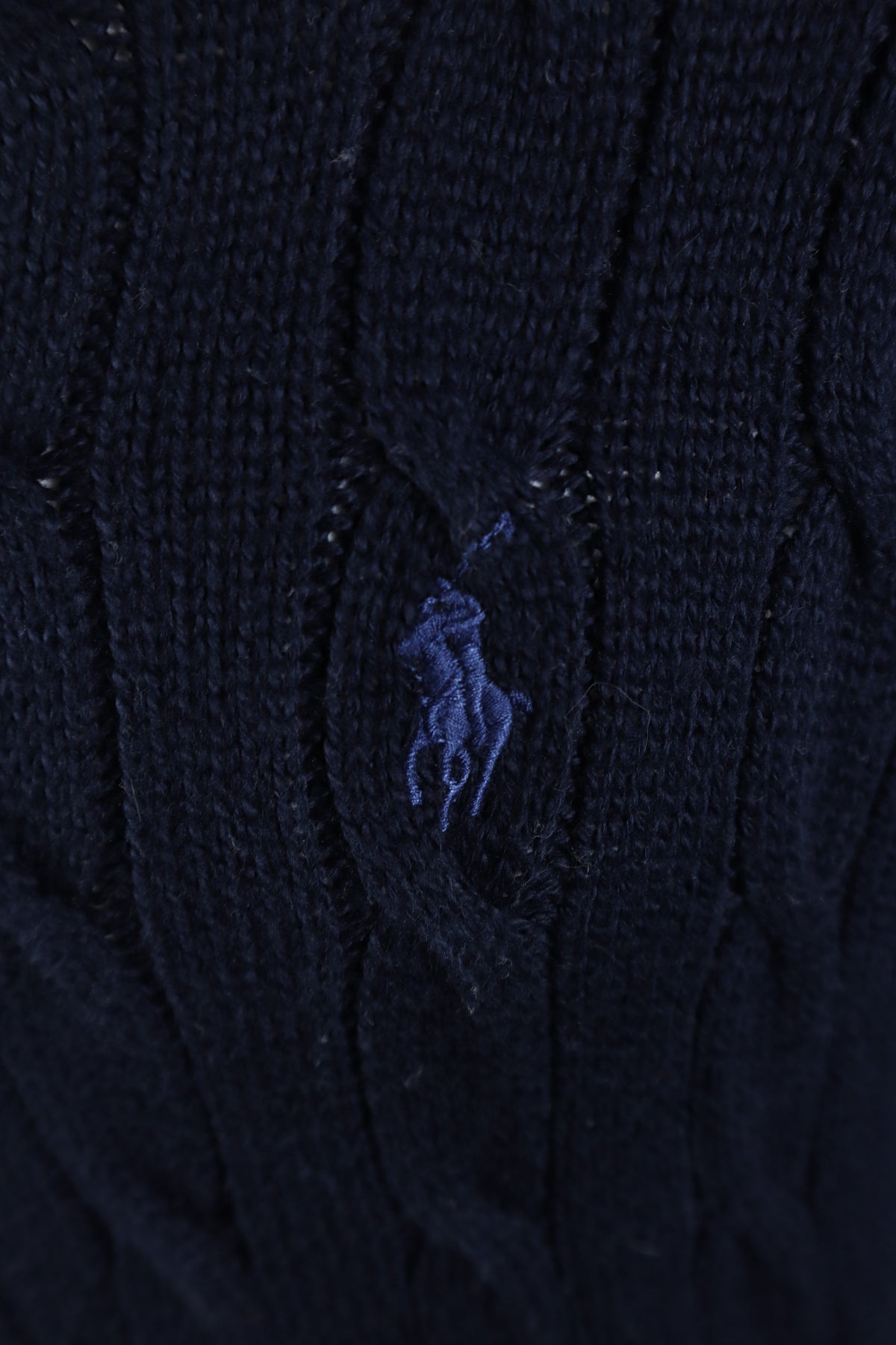 Ralph Lauren kabeltrui met kwart rits - M