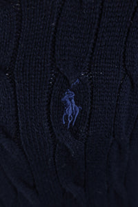 Ralph Lauren kabeltrui met kwart rits - M