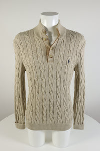 Ralph Lauren kabeltrui met knoopjes - M