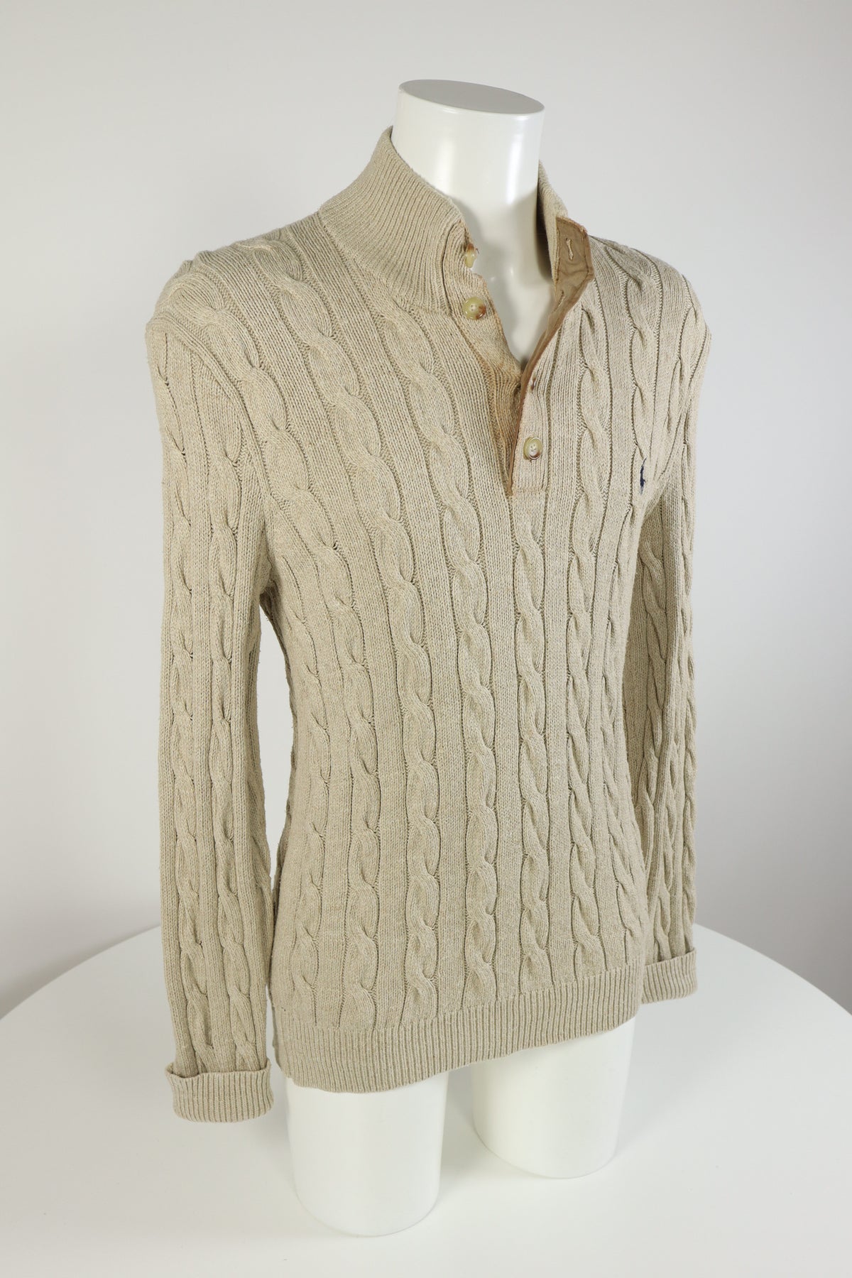 Ralph Lauren kabeltrui met knoopjes - M