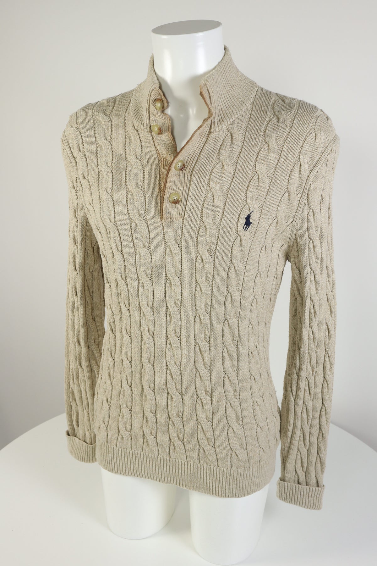 Ralph Lauren kabeltrui met knoopjes - M