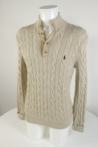 Ralph Lauren kabeltrui met knoopjes - M