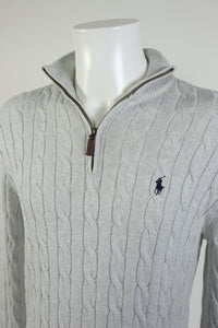 Ralph Lauren kabeltrui met kwart rits - S