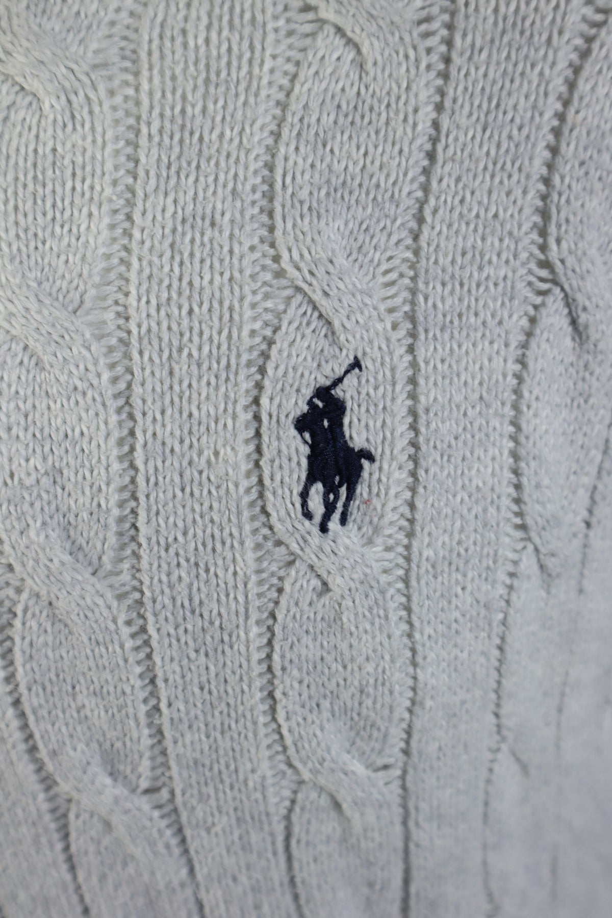 Ralph Lauren kabeltrui met kwart rits - S