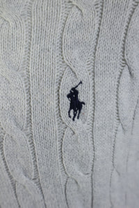 Ralph Lauren kabeltrui met kwart rits - S