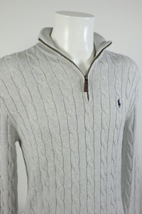 Ralph Lauren kabeltrui met kwart rits - S