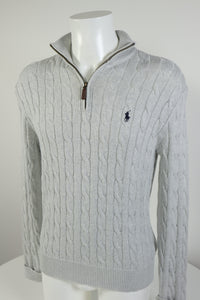 Ralph Lauren kabeltrui met kwart rits - S