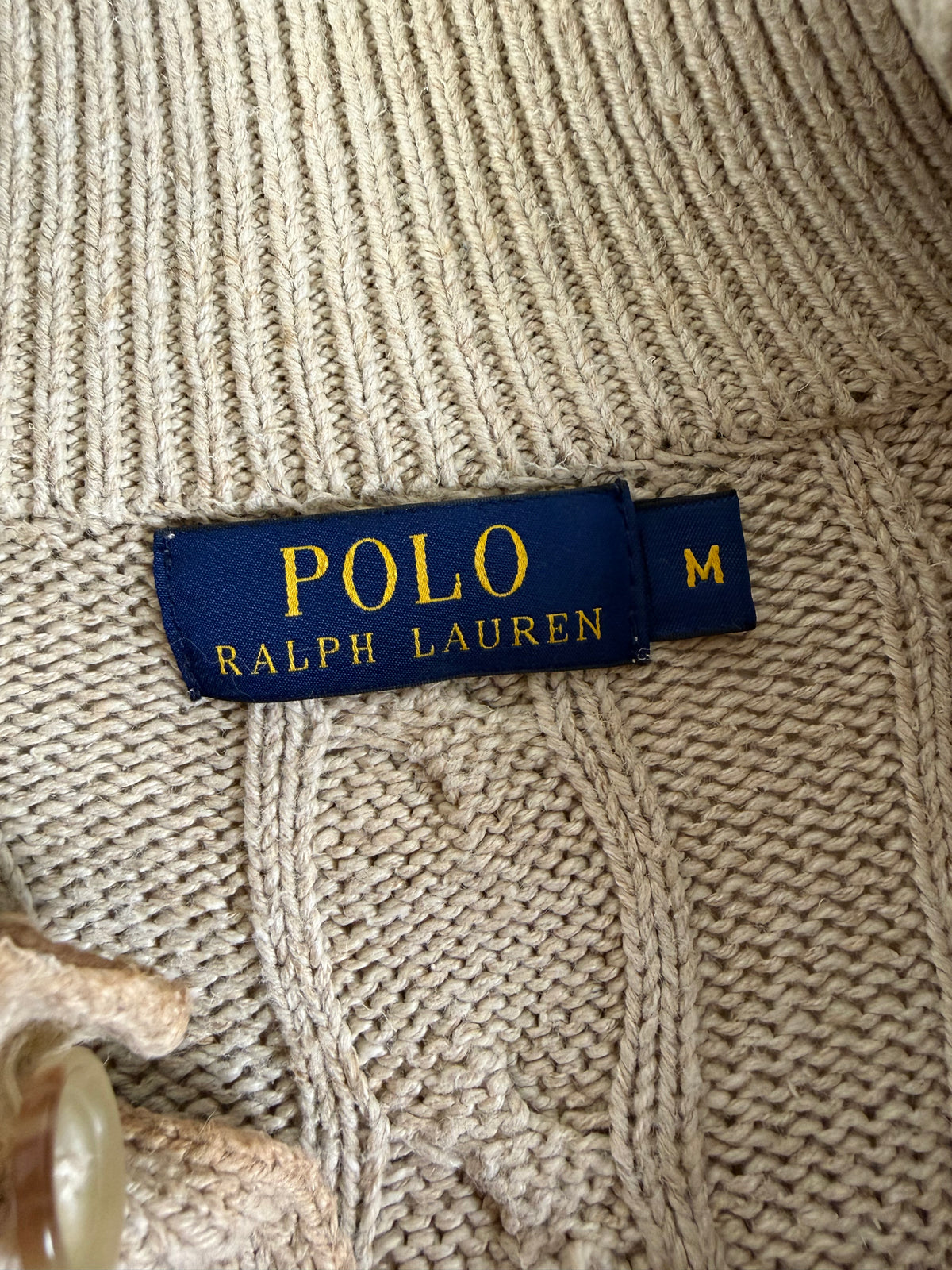 Ralph Lauren kabeltrui met knoopjes - M