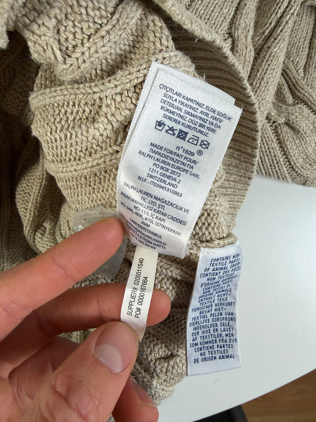 Ralph Lauren kabeltrui met knoopjes - M