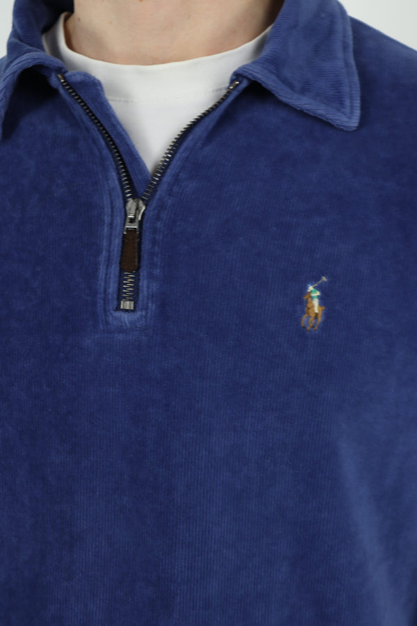 Ralph Lauren corduroy/velours trui met kwart rits - M