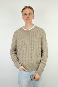 Ralph Lauren kabeltrui met ronde hals - L