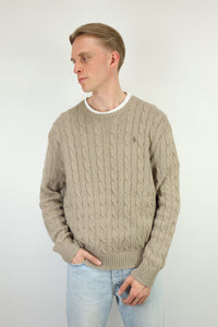 Ralph Lauren kabeltrui met ronde hals - L
