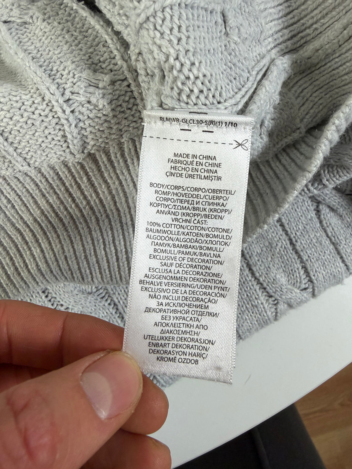 Ralph Lauren kabeltrui met kwart rits - S