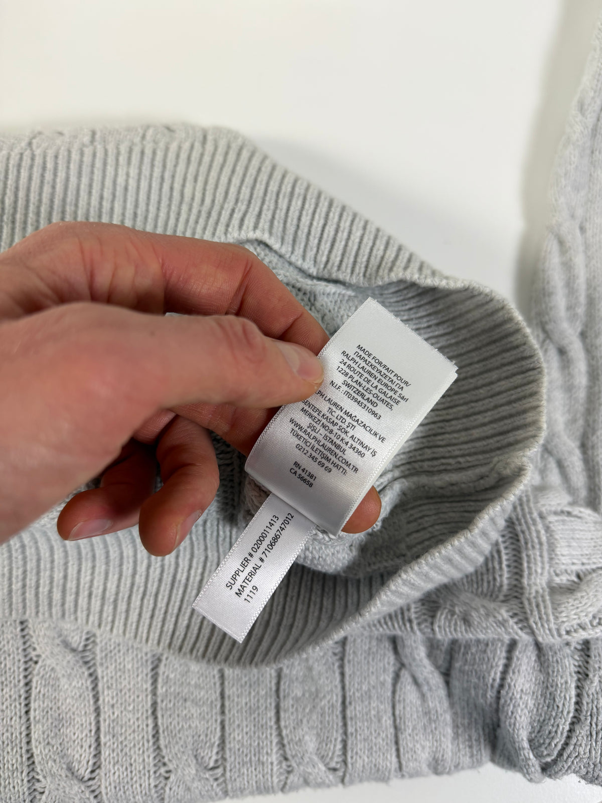 Ralph Lauren kabeltrui met kwart rits - S