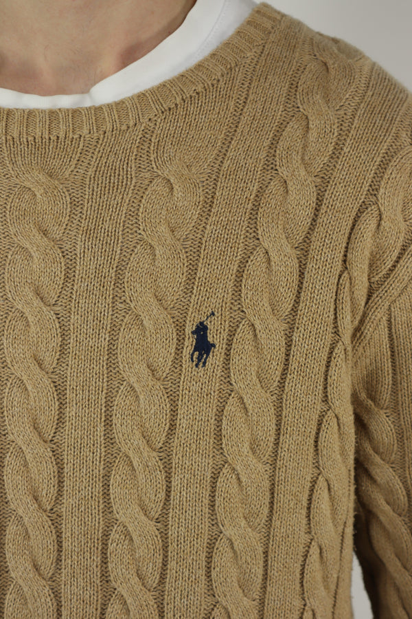 Ralph Lauren kabeltrui met ronde hals - L