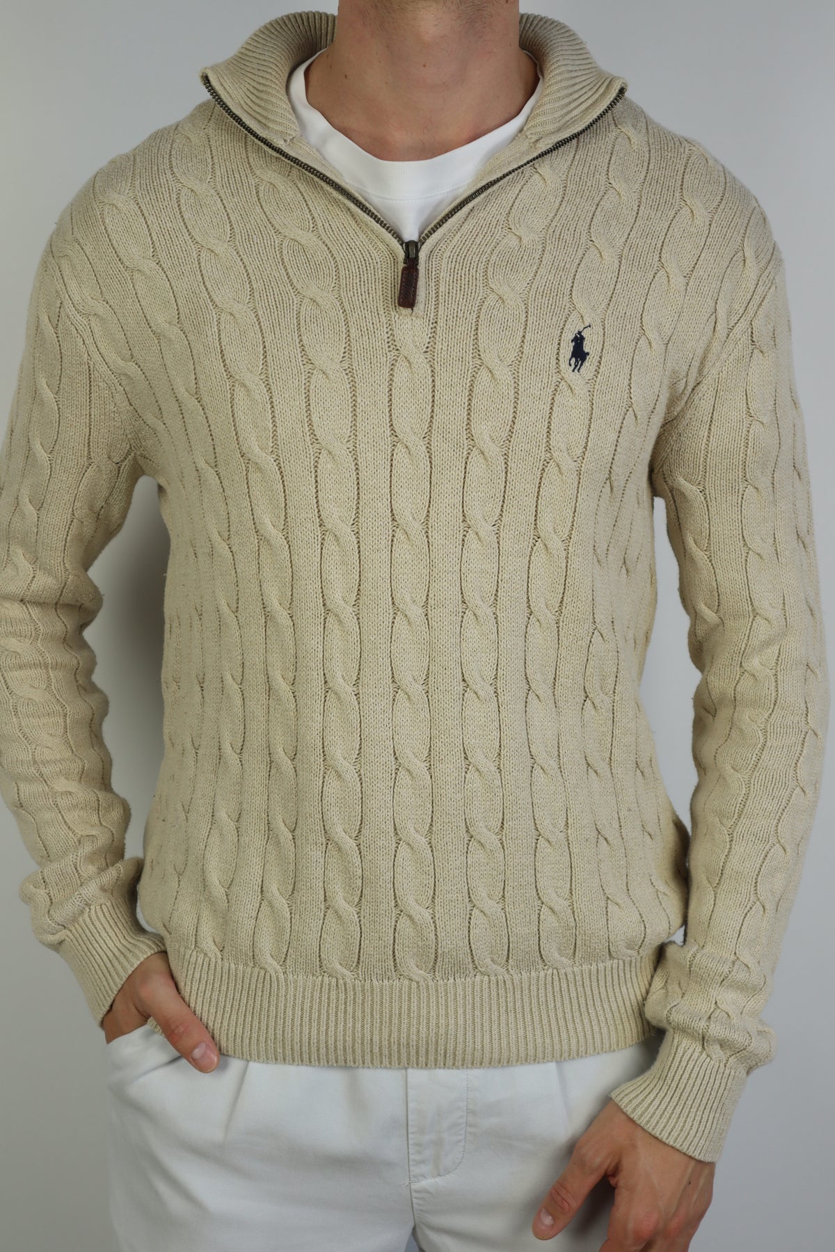 Ralph Lauren kabel quarter zip - S