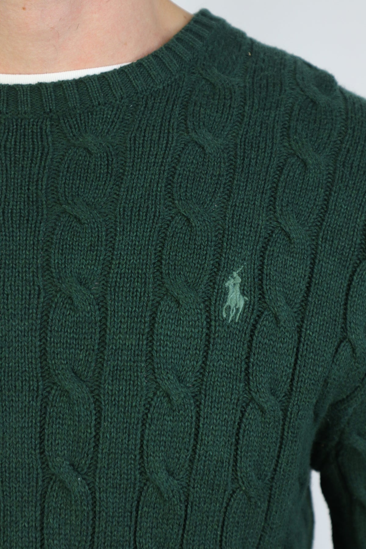 Ralph Lauren kabeltrui met ronde hals - M