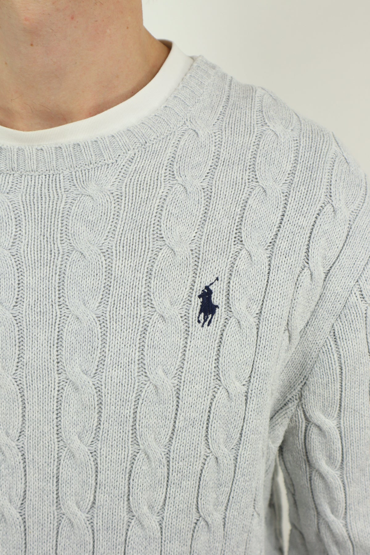 Ralph Lauren kabeltrui met ronde hals - M