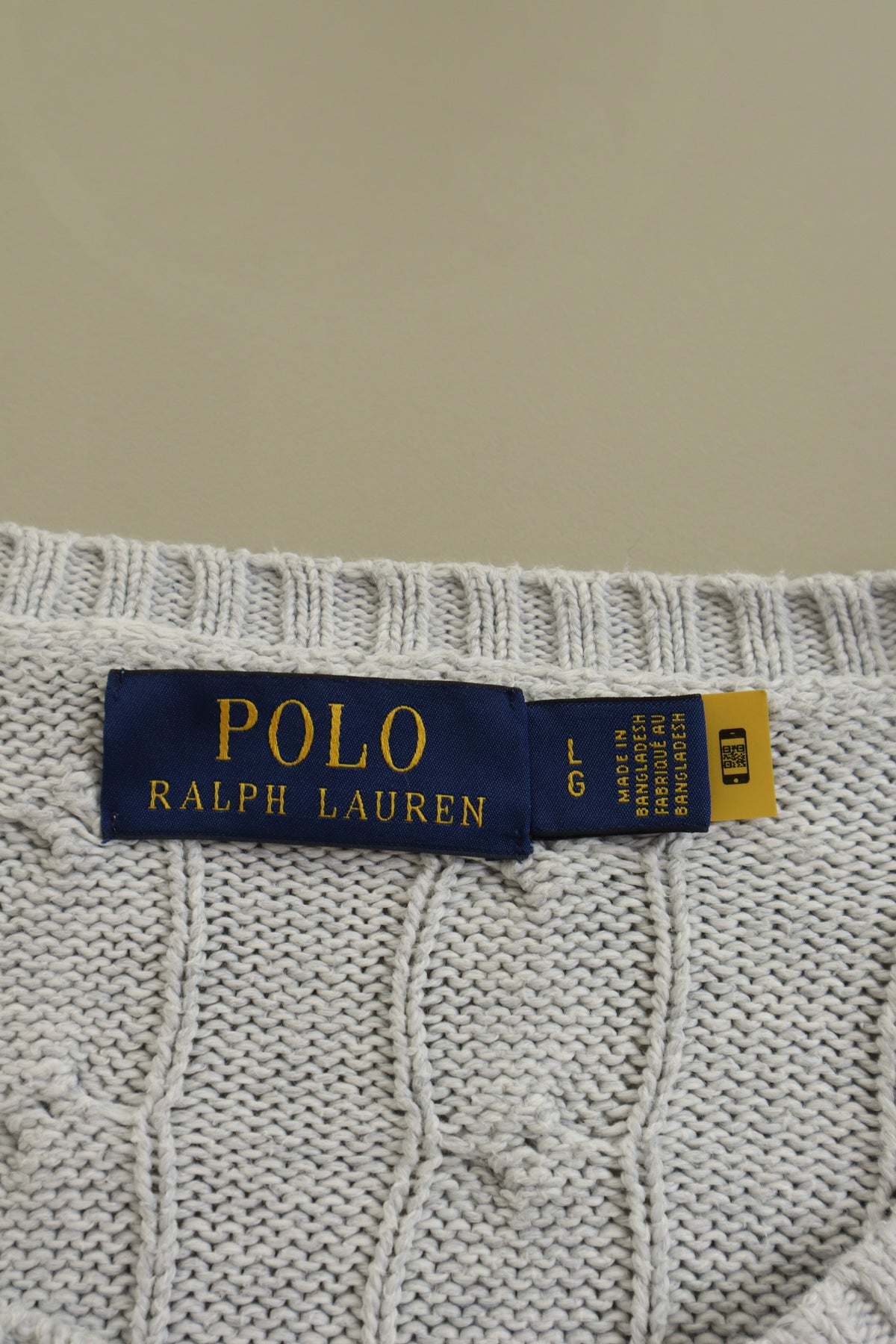 Ralph Lauren kabeltrui met ronde hals - M
