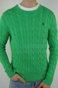 Ralph Lauren kabeltrui met ronde hals - S