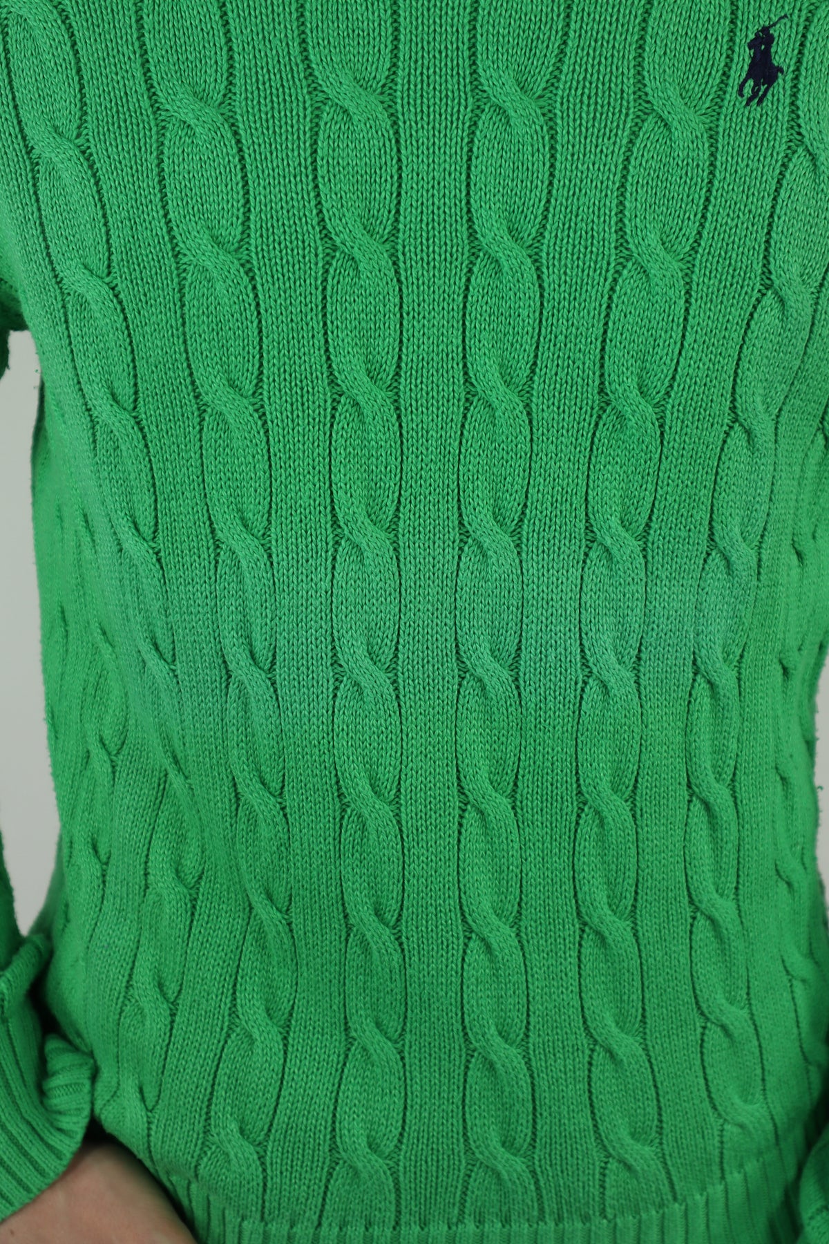 Ralph Lauren kabeltrui met ronde hals - S