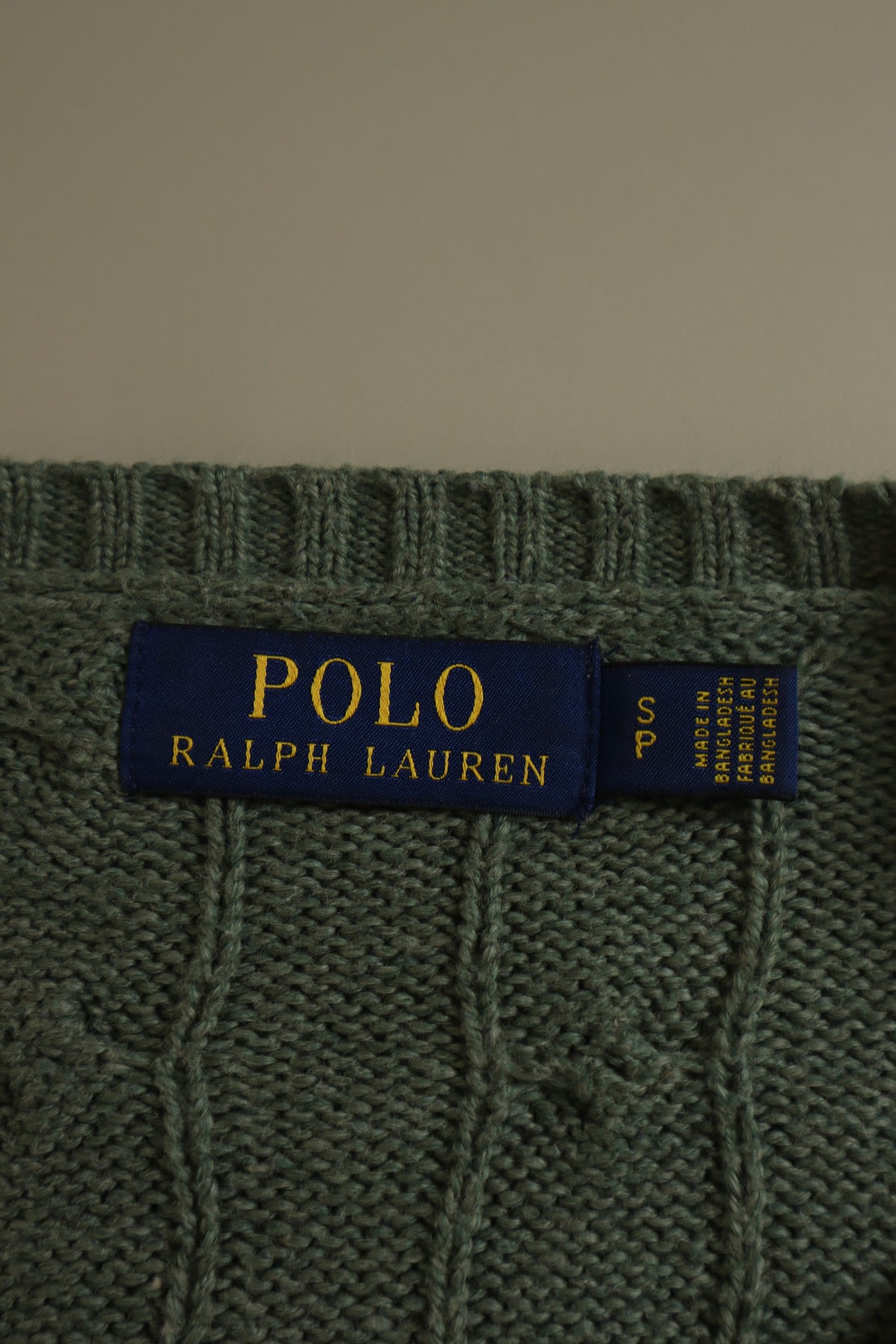 Ralph Lauren kabeltrui met ronde hals - S