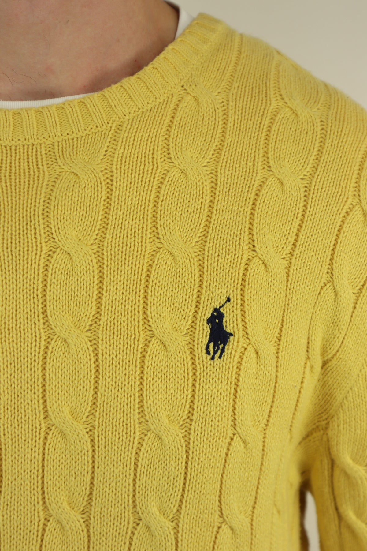 Ralph Lauren kabeltrui met ronde hals - L
