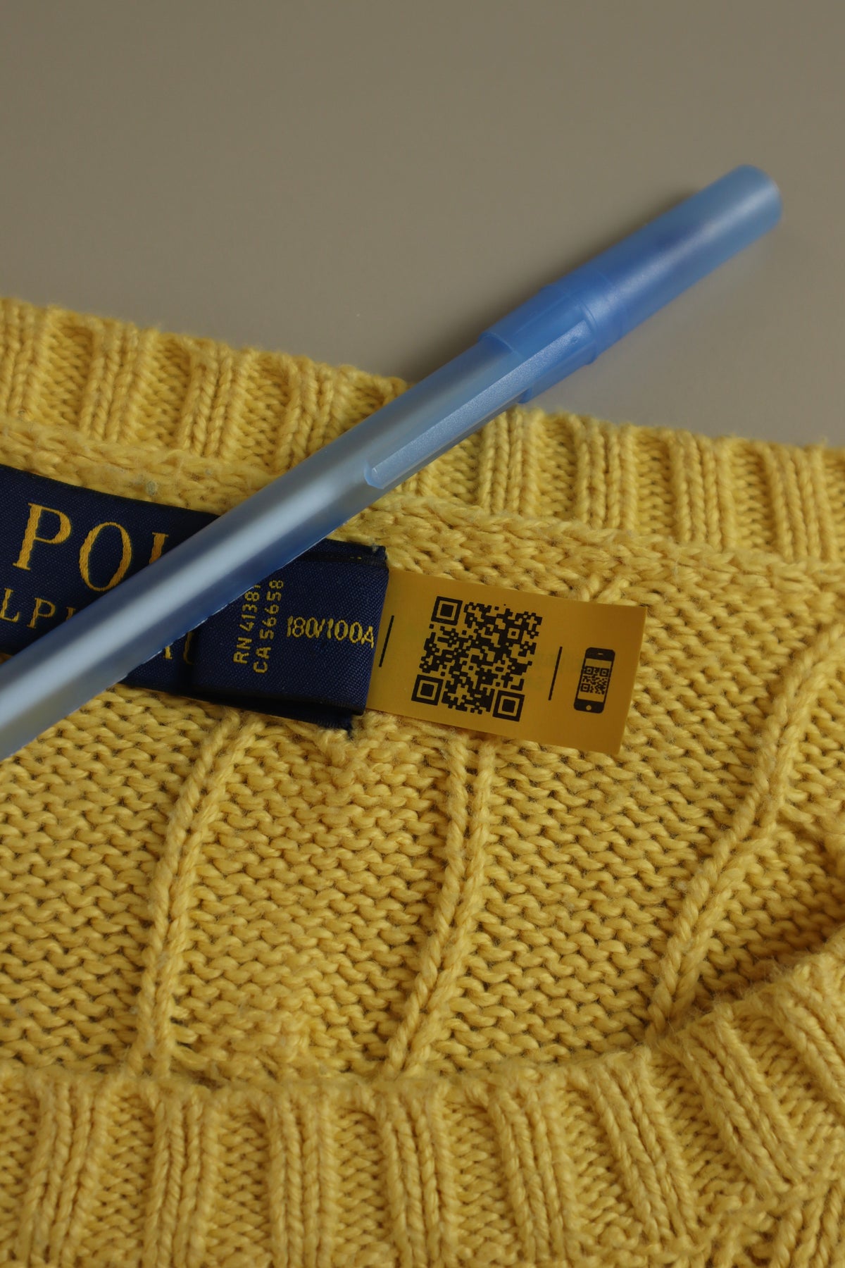 Ralph Lauren kabeltrui met ronde hals - L