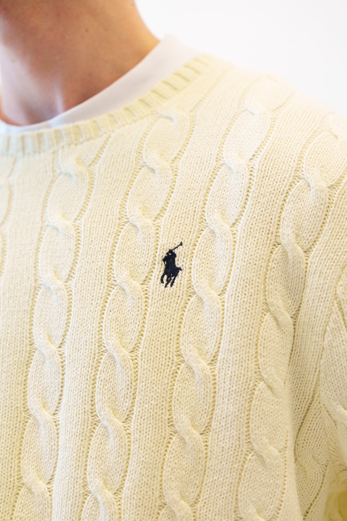 Ralph Lauren kabeltrui met ronde hals - L