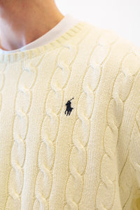 Ralph Lauren kabeltrui met ronde hals - L