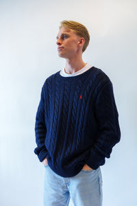 Ralph Lauren kabeltrui met ronde hals - L