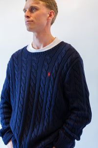 Ralph Lauren kabeltrui met ronde hals - L