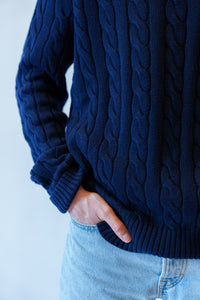 Ralph Lauren kabeltrui met ronde hals - L