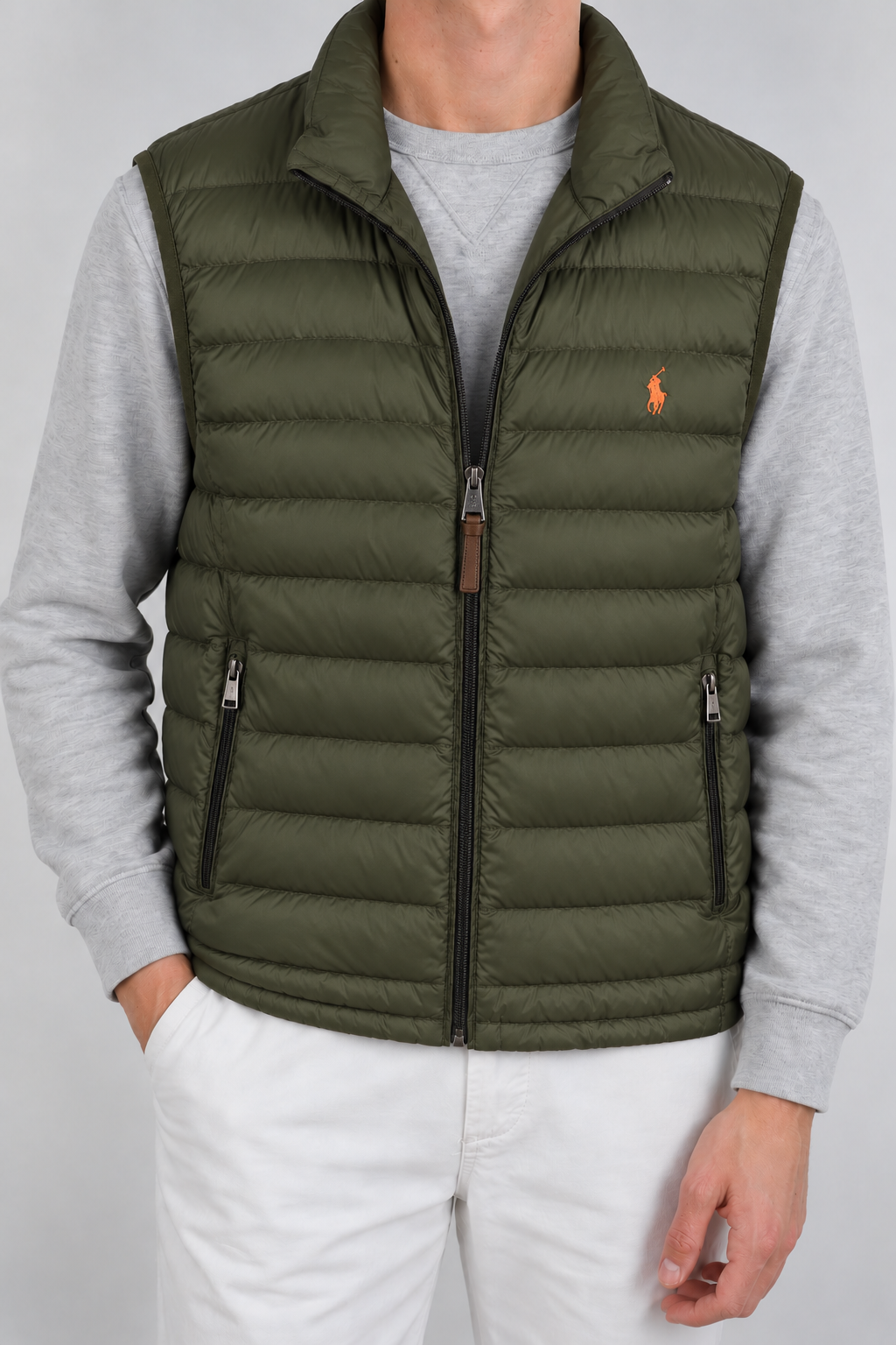 Ralph Lauren bodywarmer khaki maat L — modelfoto